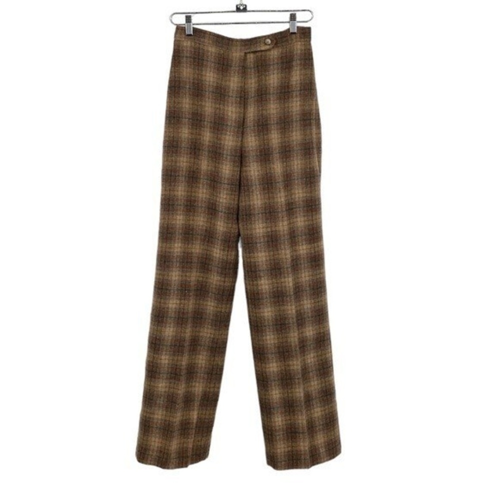 Vintage 70s Jantzen Straight Leg Pants Womens Size 10 XS Red Green Plaid Check‎